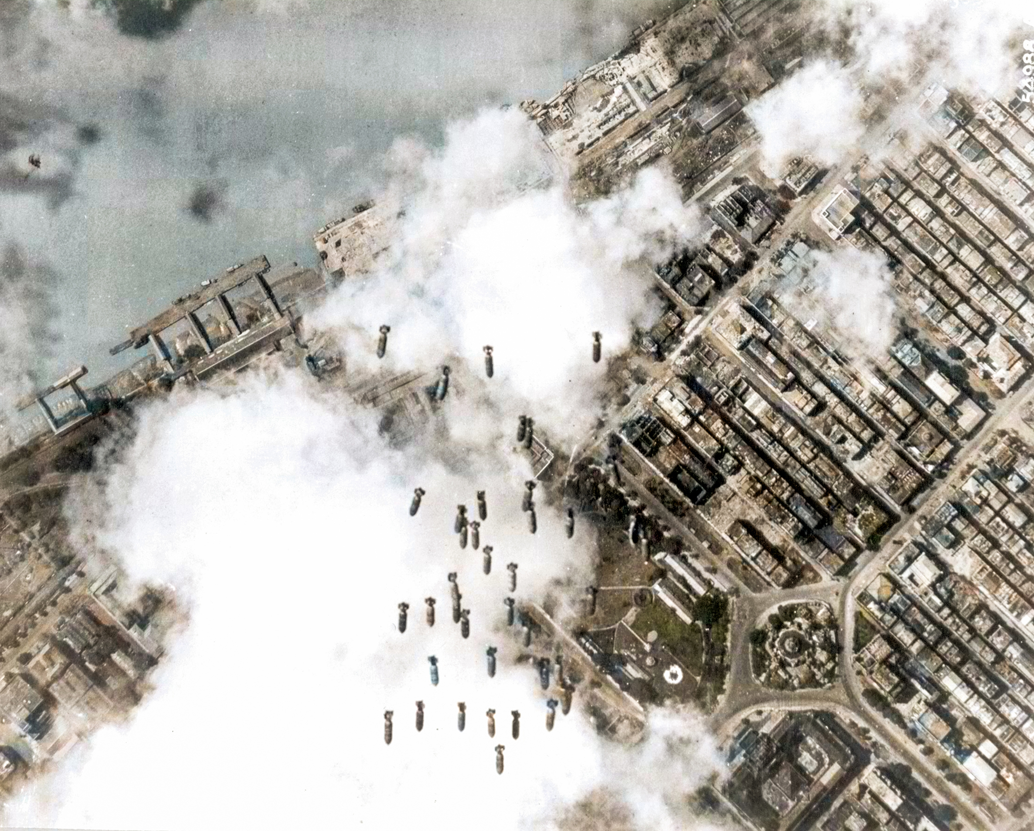 Target 10AF B-29 Superfortress raid on Insein locomotive shops and engine sheds at Rangoon Burma NA762