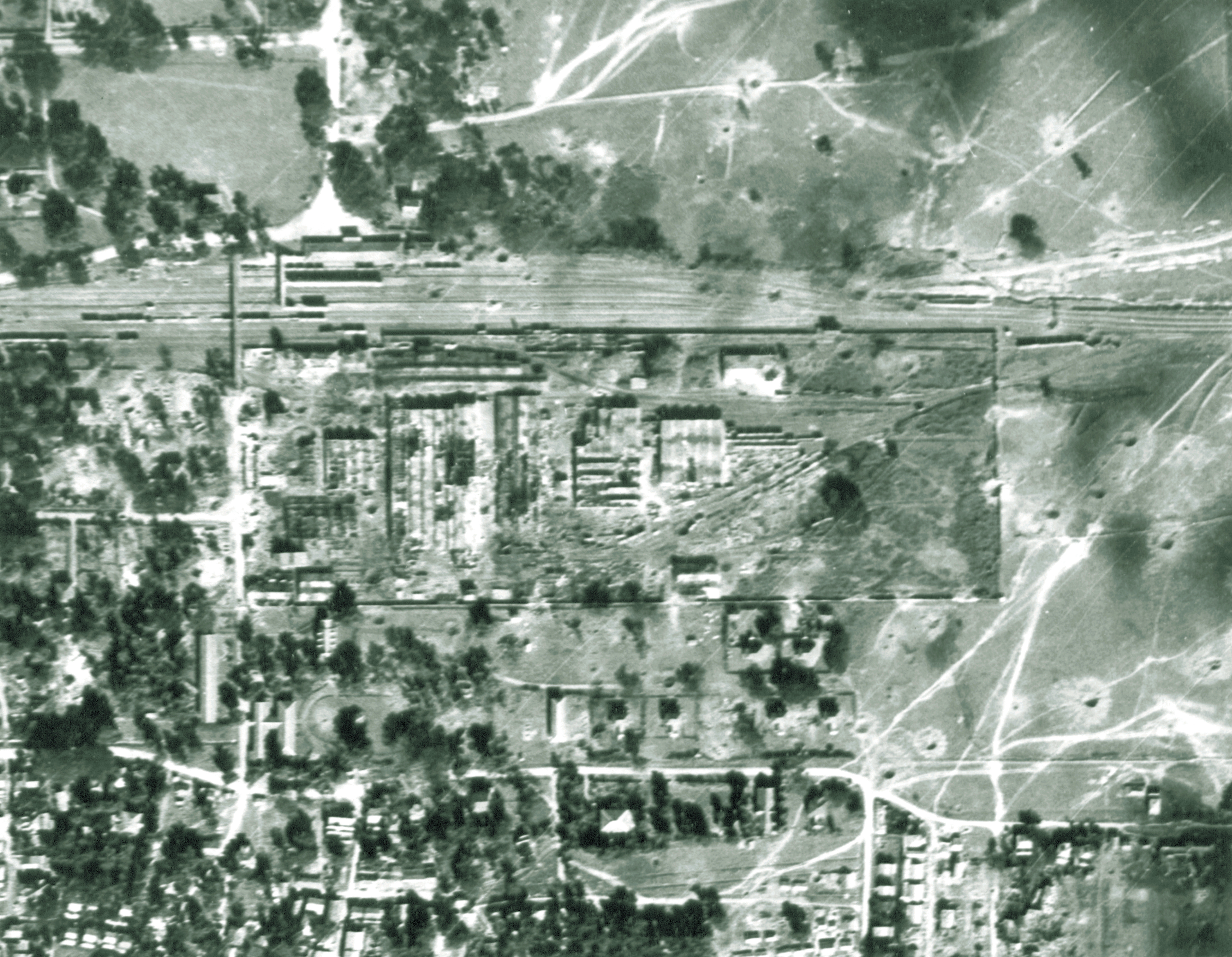 Target 10AF B-29 Superfortress raid on Insein locomotive shops and engine sheds at Rangoon Burma NA767