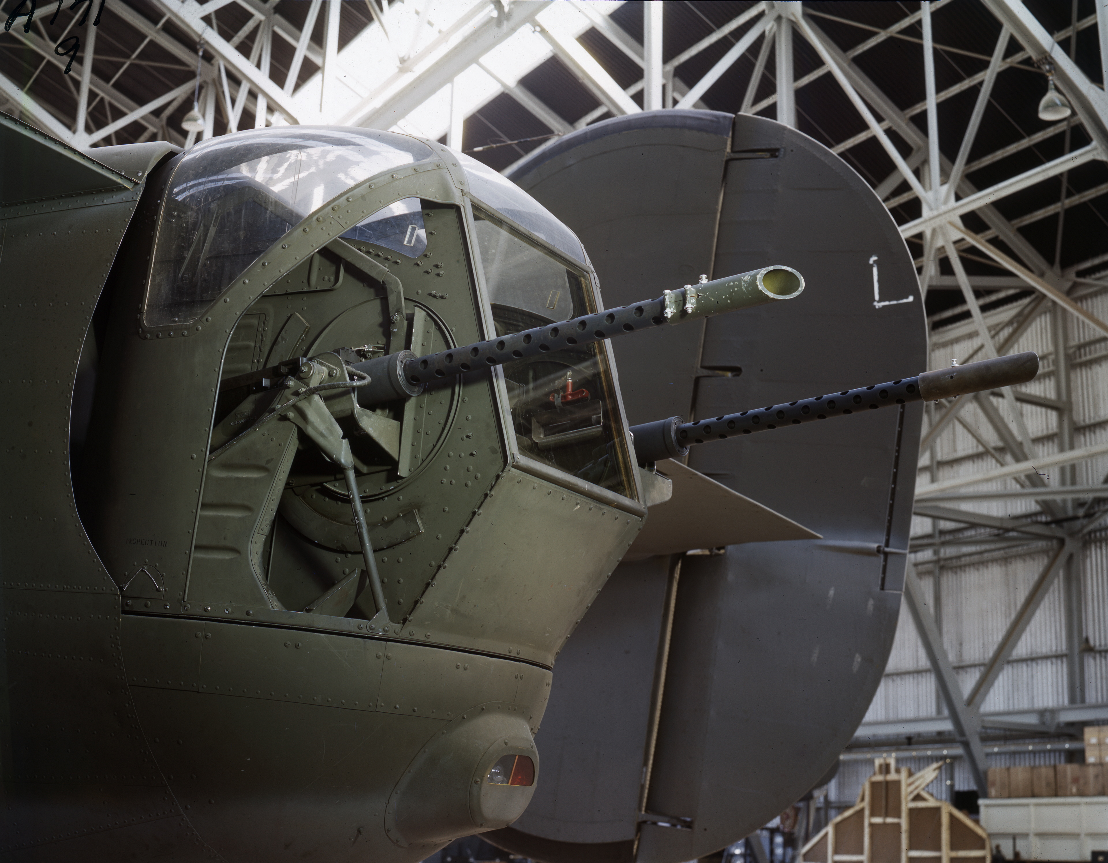 Crew air gunner defensive positions within the Consolidated B-24 Liberator tail gunners twin 50 cal machine 01