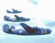 Asisbiz WWII color photo of USAAF 42-40597 B-24D Liberator training flight with 42 63756 n B-24E 42 7295 Fort Worth USA 01