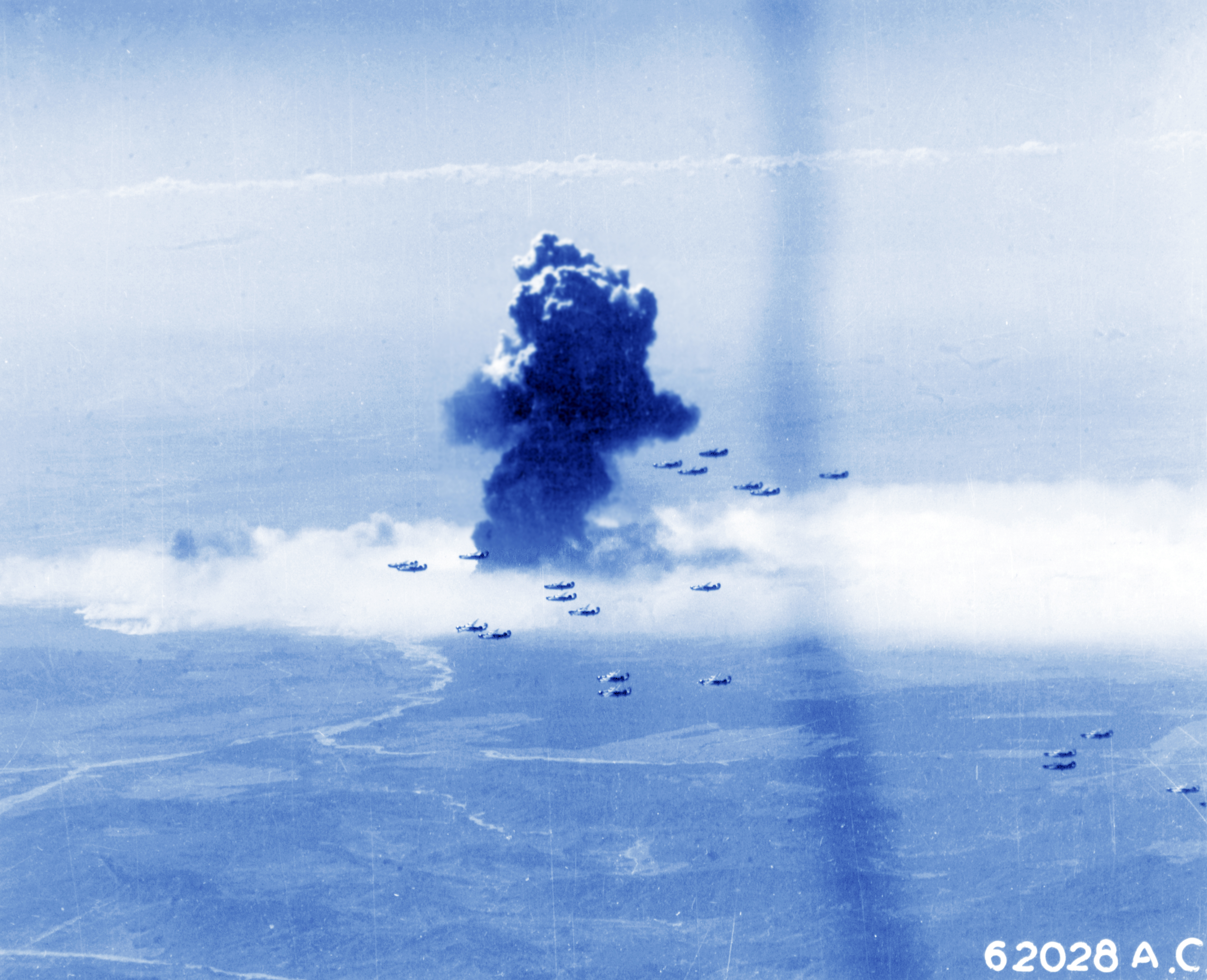 15AF Consolidated B-24 Liberators over Xexia Oil Refinery At Ploesti Rumania 10th Aug 1944 NA1089