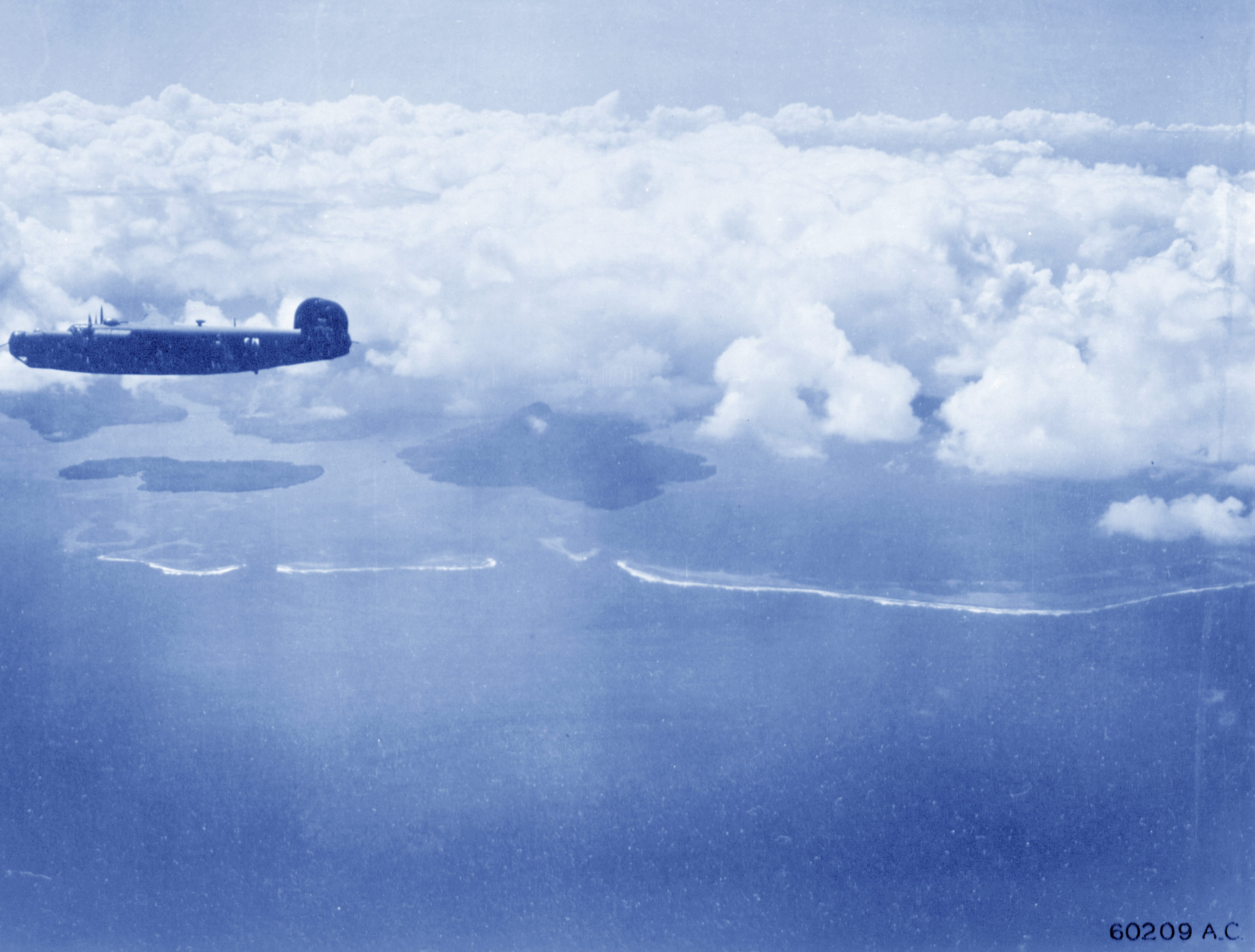 7AF Target the Jap stronghold at Ponape at 10,000 feet 12th Mar 1944 NA1240