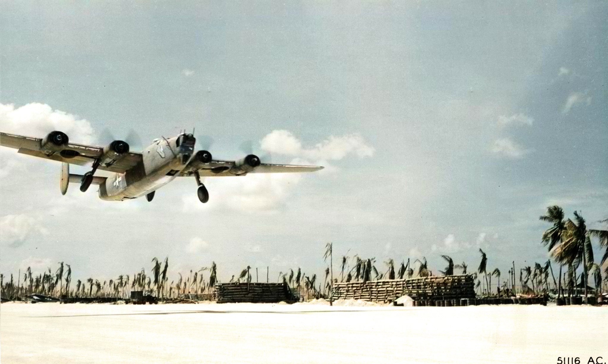 Consolidated B-24 Liberator 7AF leaving Makin Island Gilbert Islands 6th Mar 1944 01