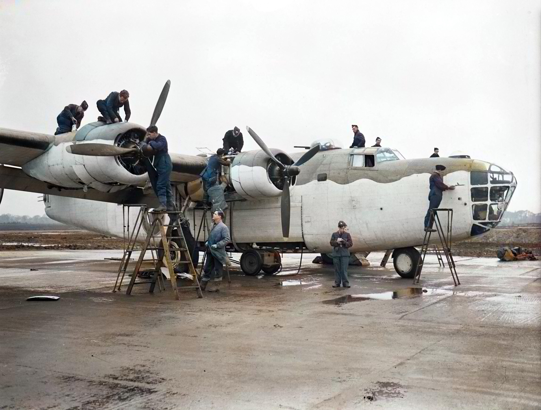 FMS Liberator III RAF 224Sqn during a daily inspection at Beaulieu in Hampshire Dec 1942 IWM 01