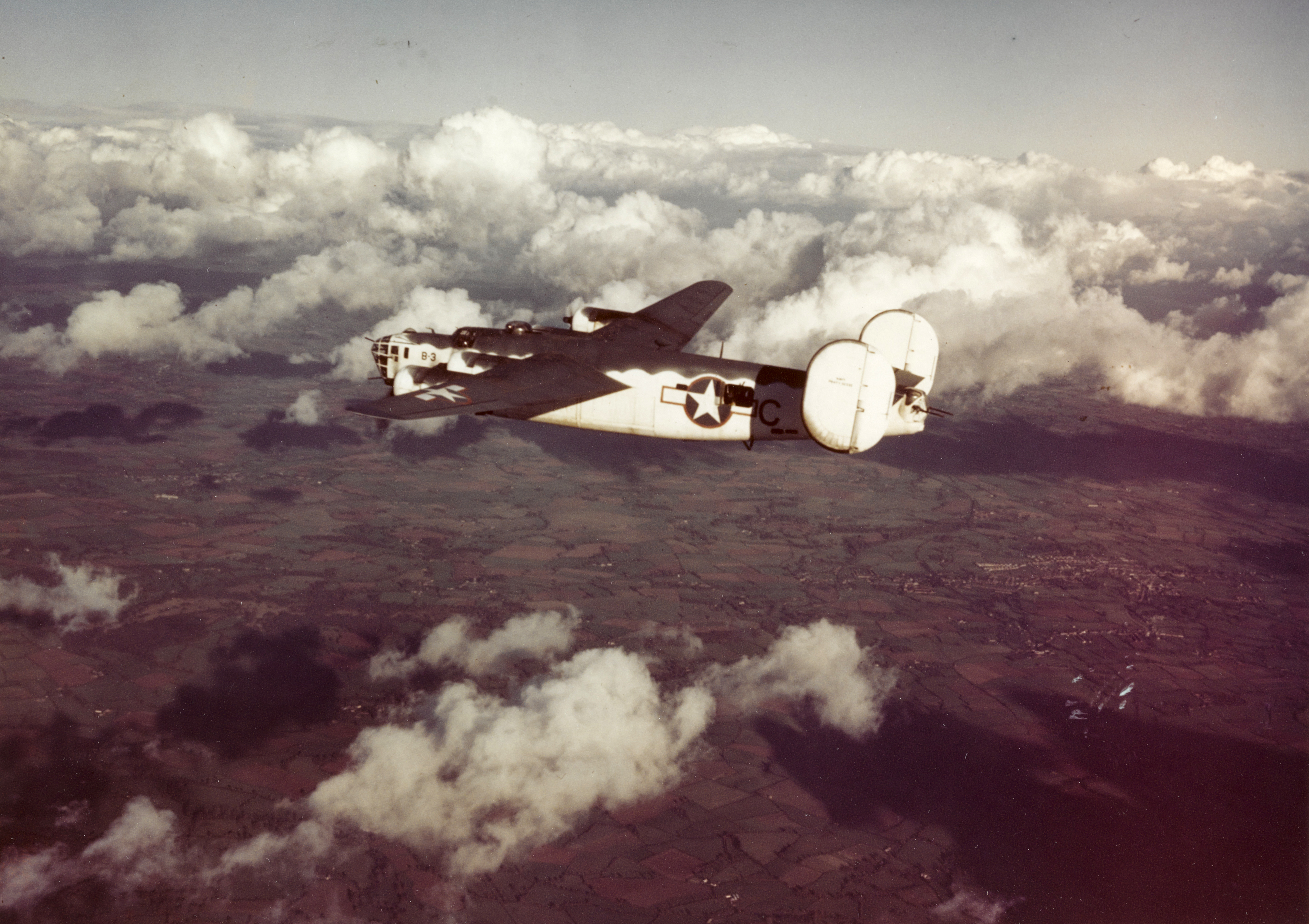 US Navy Consolidated PB4Y-1 Liberator heads out to the Bay of Biscay on an anti submarine patrol summer 1943 K13688