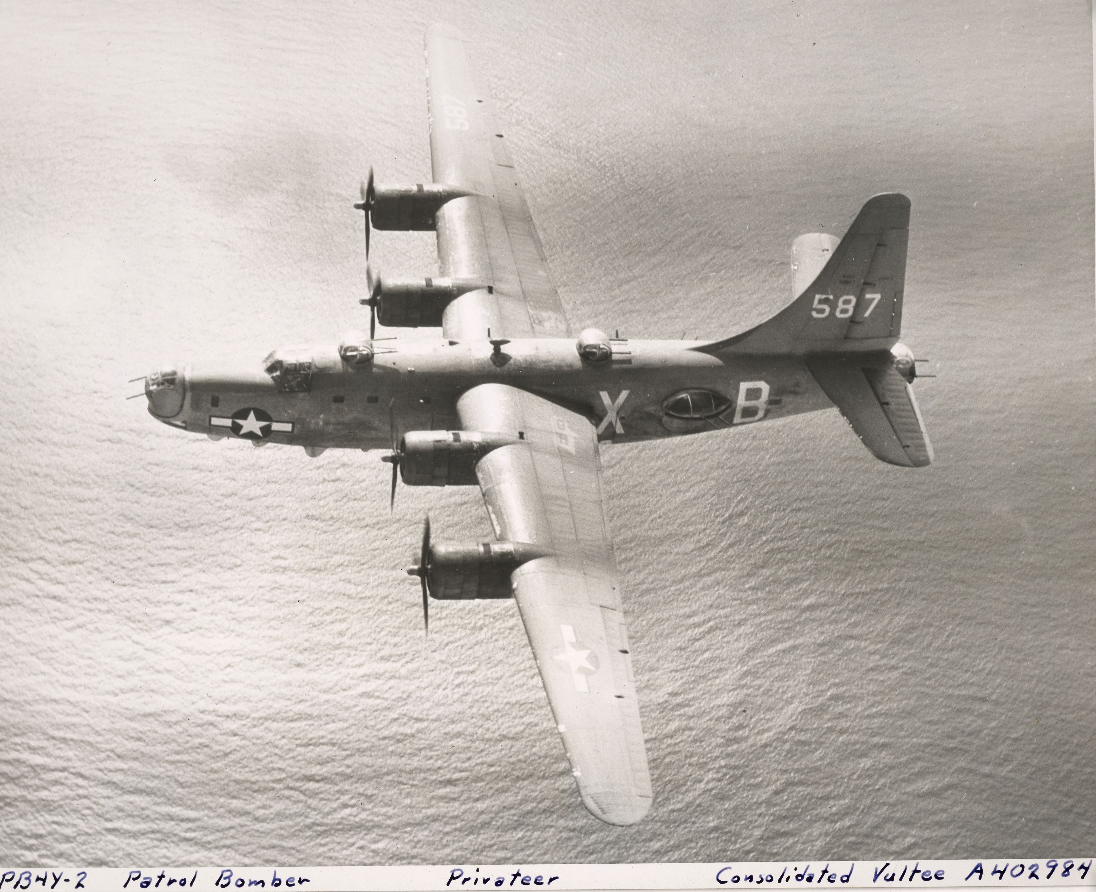 US Navy Consolidated PB4Y-2 Privateer XB587 on Patrol over the Pacific A402984