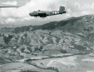 Asisbiz 43 4478 B 25H Mitchell 10AF 1ACG drops fragmentation bombs over Simpi Rallawn Burma NA802