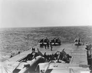 Asisbiz USAAF B 25B bombers and Navy F4F 3 fighters on the flight deck of USS Hornet (CV 8) April 1942 01