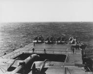 Asisbiz USAAF B 25B bombers and Navy F4F 3 fighters on the flight deck of USS Hornet (CV 8) April 1942 02