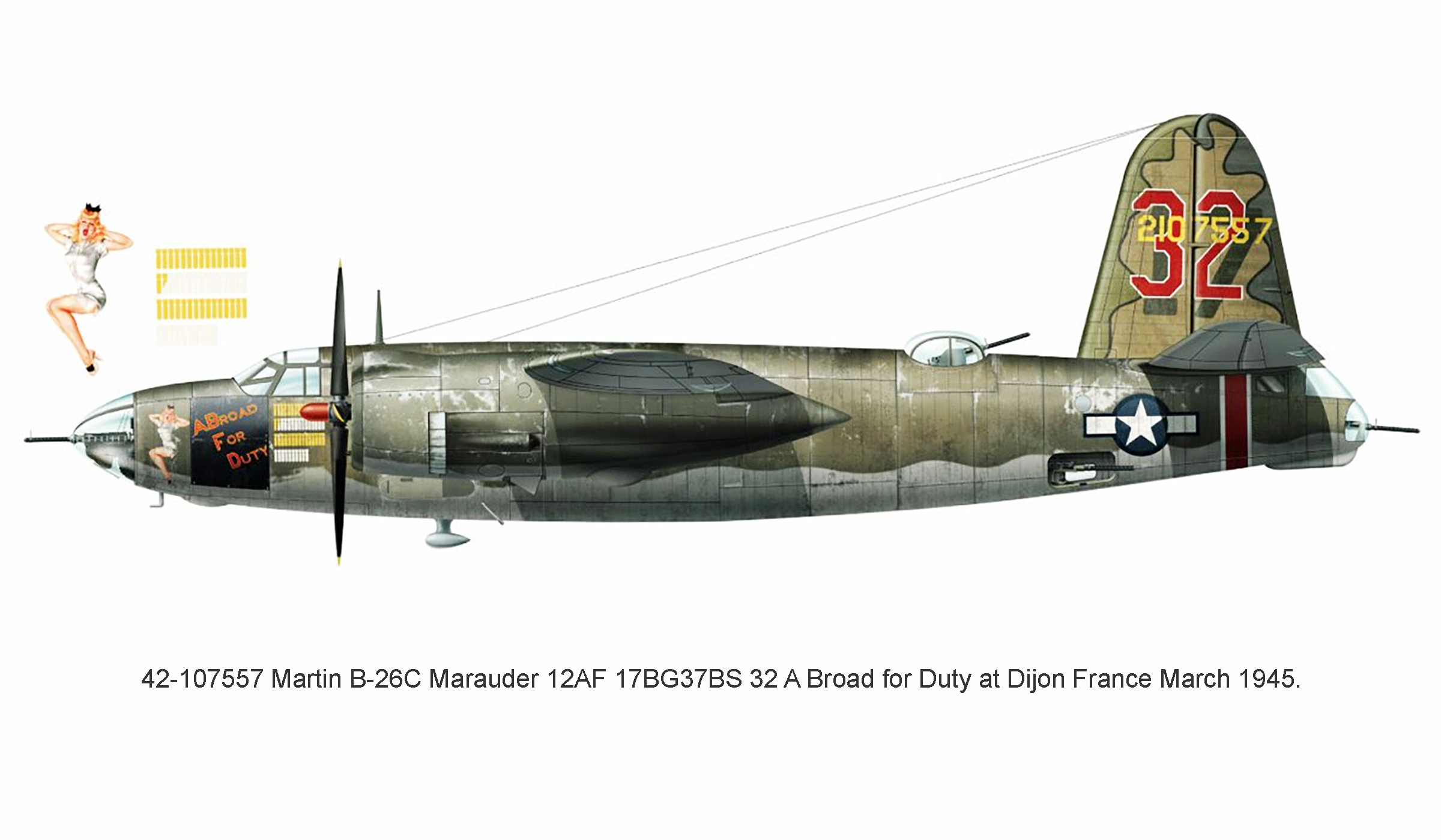 42 107557 B 26C Marauder 12AF 17BG37BS 32 A Broad for Duty at Dijon France March 1945 0A