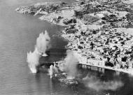 Asisbiz Beaufighter RAF 252Sqn as its bombs explodes alongside the enemy collier Drache at Samos Greece IWM C4711