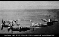 Asisbiz Beaufighter Mk21 RAAF 30Sqn LYR A8 84 on patrol off Morotai Island 1945