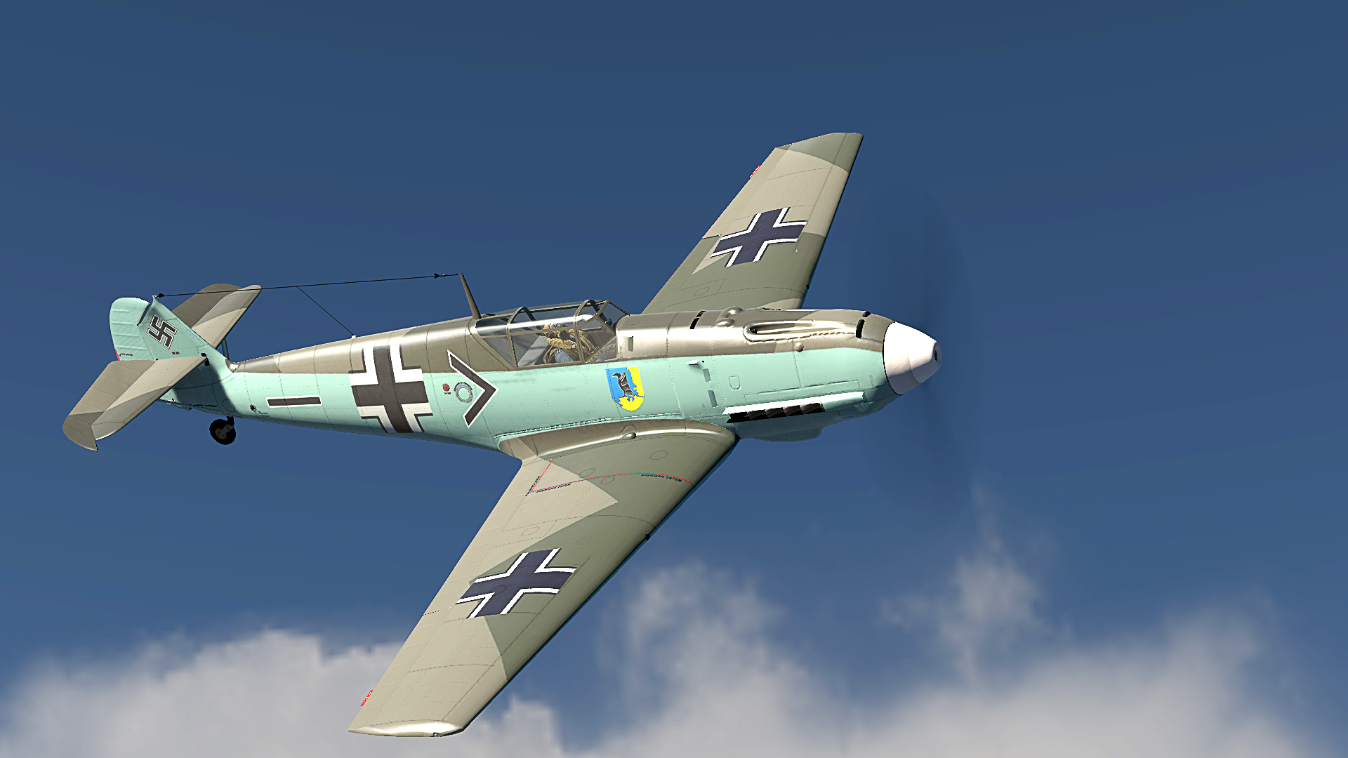 COD asisbiz Bf 109E1 Stab JG1 Karl Schumacher German Blight Dec 1939 White Prop V02