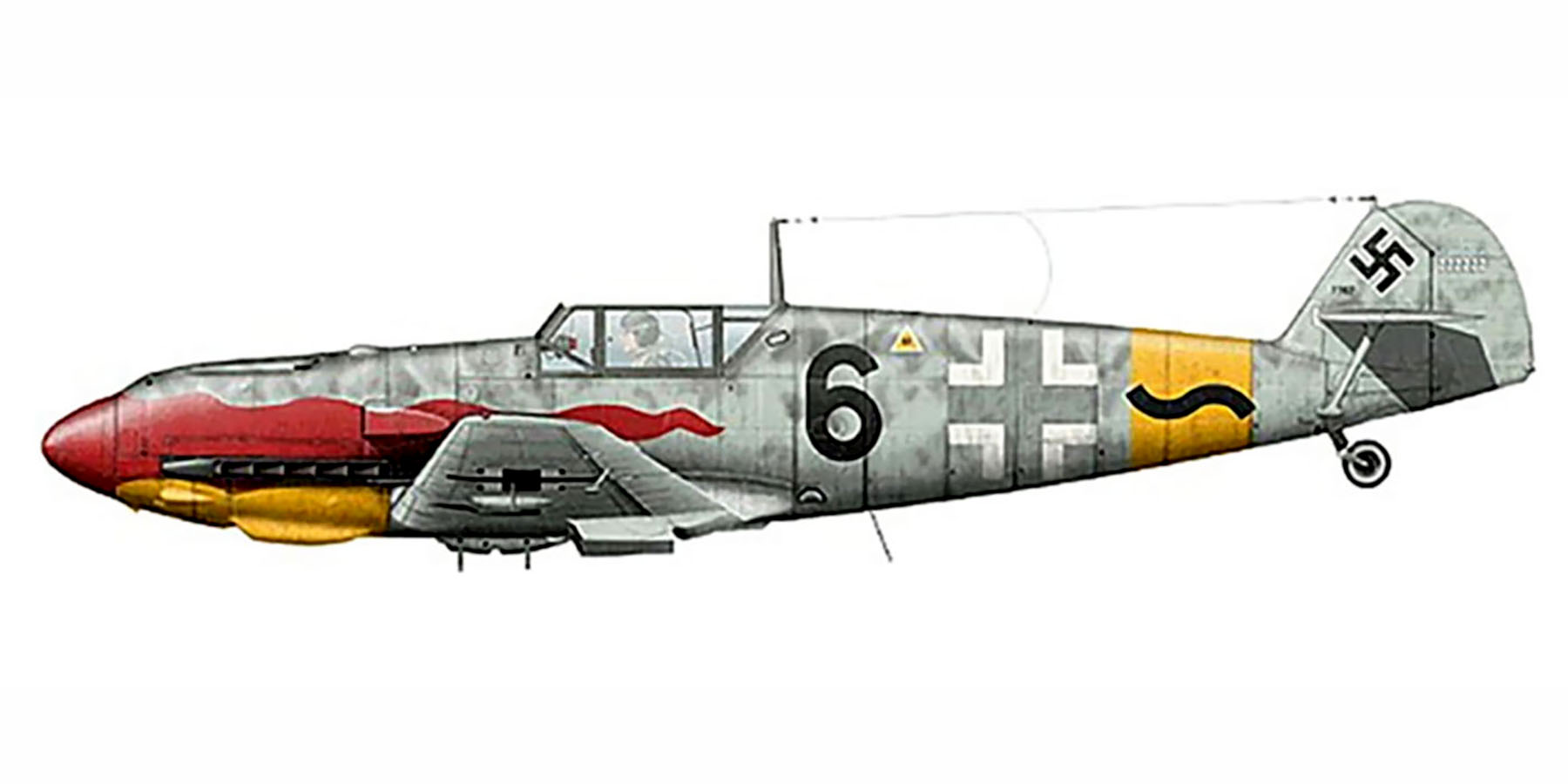 Messerschmitt Bf 109T2 11.JG11 Black 6 Herbert Christmann WNr 7767 KD+QE Lister Norway 1944 0B