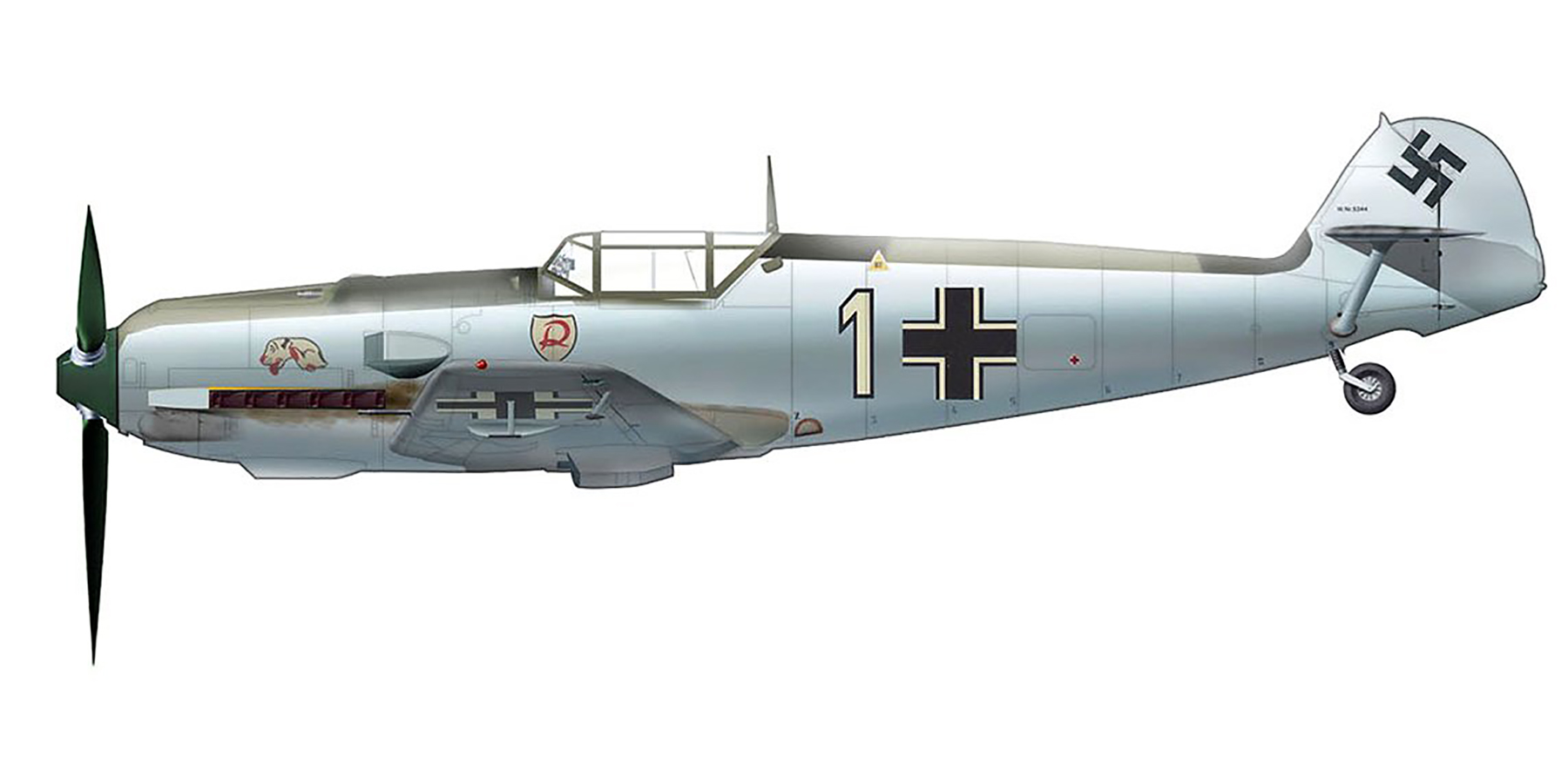 Messerschmitt Bf 109E3 1.JG2 White 1 Otto Bertram WNr 766 France 1940 0C