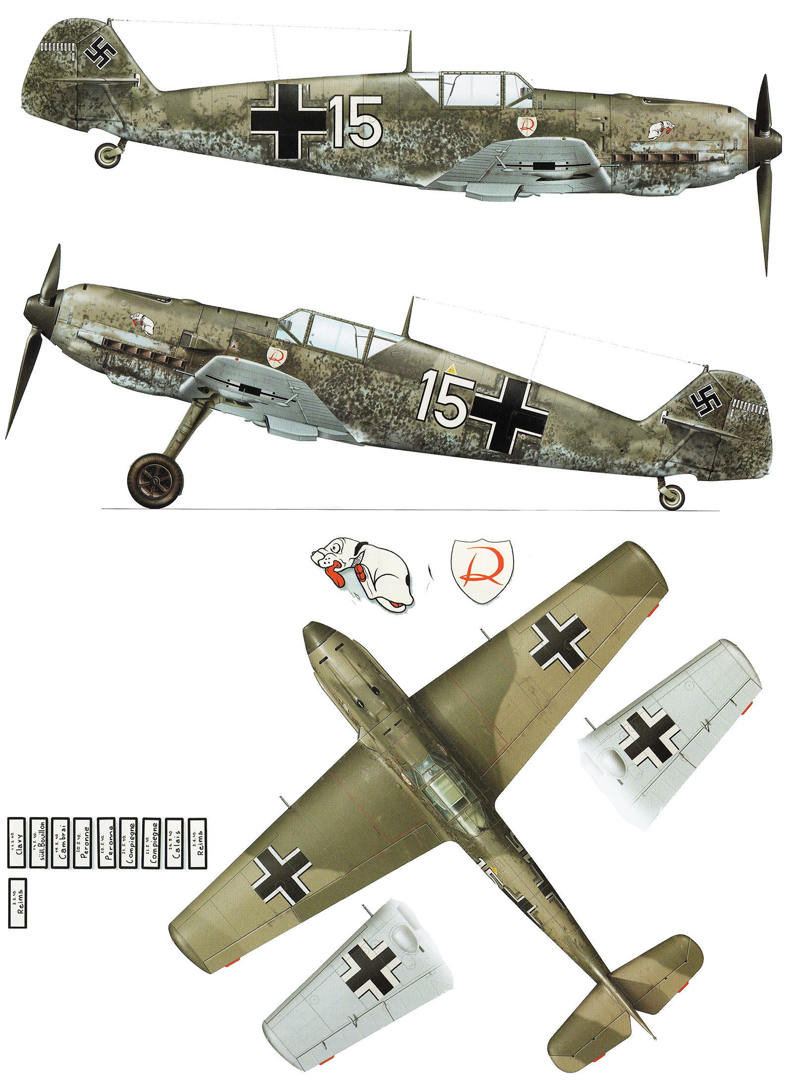 Messerschmitt Bf 109E4 1.JG2 White 15 Werner Machold WNr 5274 Beaumont le Roger 1940 Kagero 15026