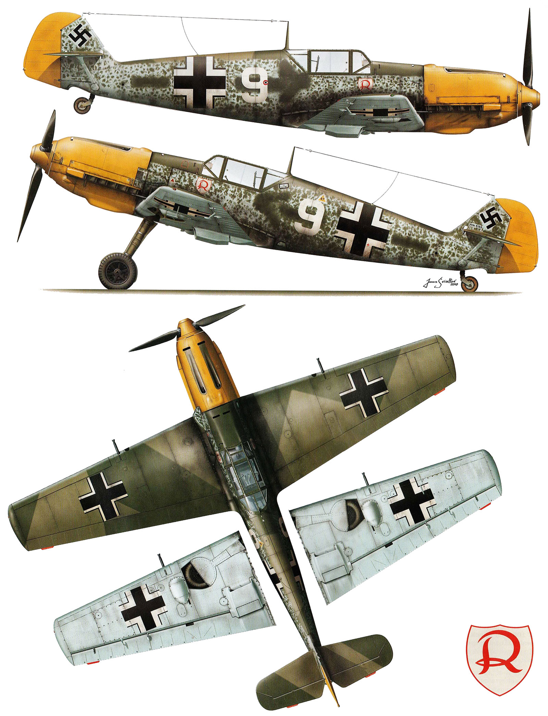 Messerschmitt Bf 109E4 1.JG2 White 9 Herman Reifferscheidt WNr 5159 sd 1st Nov 1940 Kagero 15016
