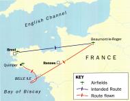 Asisbiz Artwork showing a map of the flight route 0A