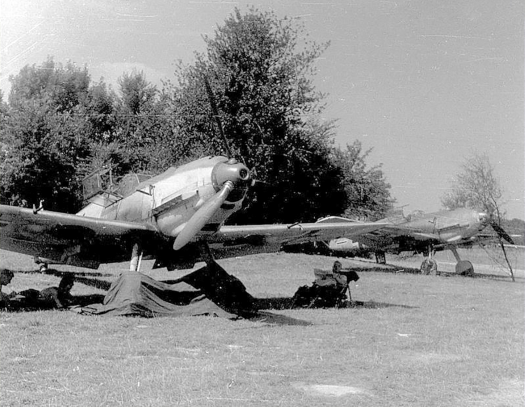 Messerschmitt Bf 109E4 II.JG2 and E3 foreground ready for dispersal France summer 1940 c H Postulka 01