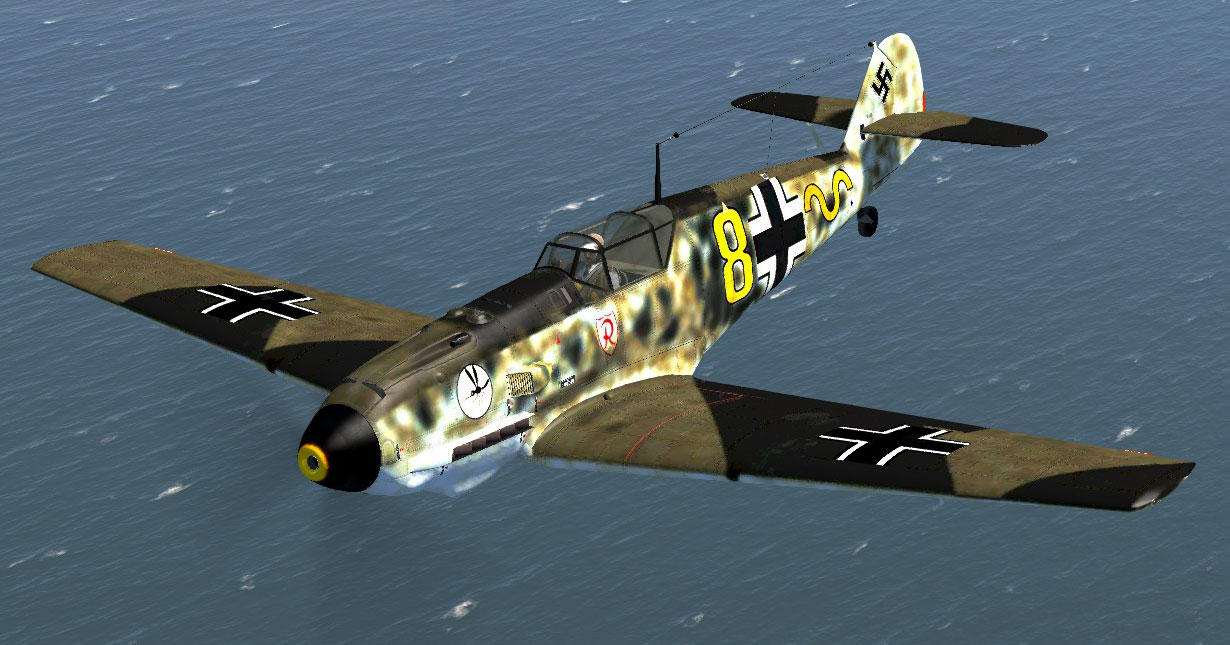 COD OD Bf 109E1 9.JG2 Y8 Rudolf Rothenfelder flys low over the channel 1940 V01