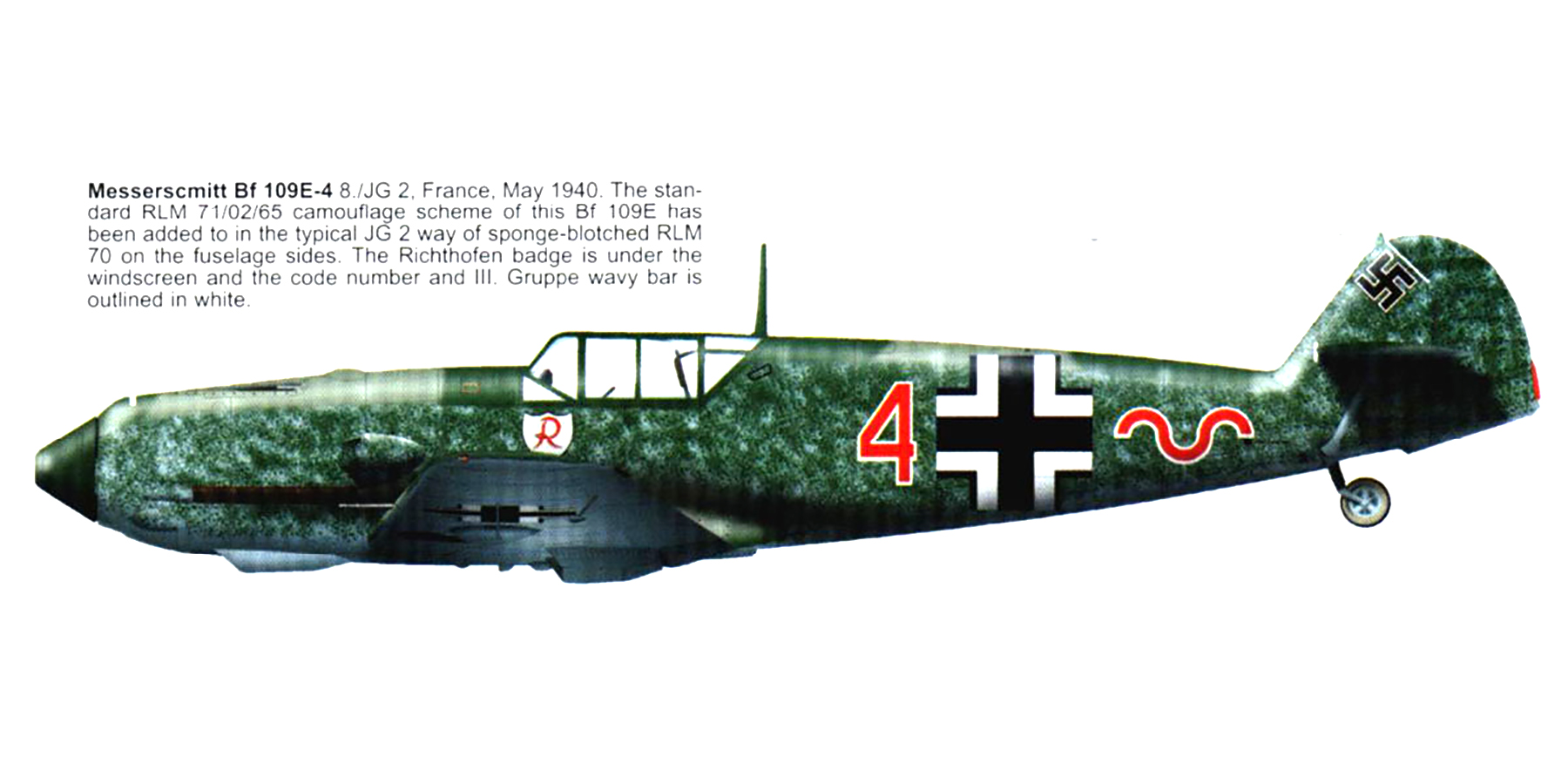 Messerschmitt Bf 109E4 8.JG2 Red 4 Georg Hippel France 1940 0B