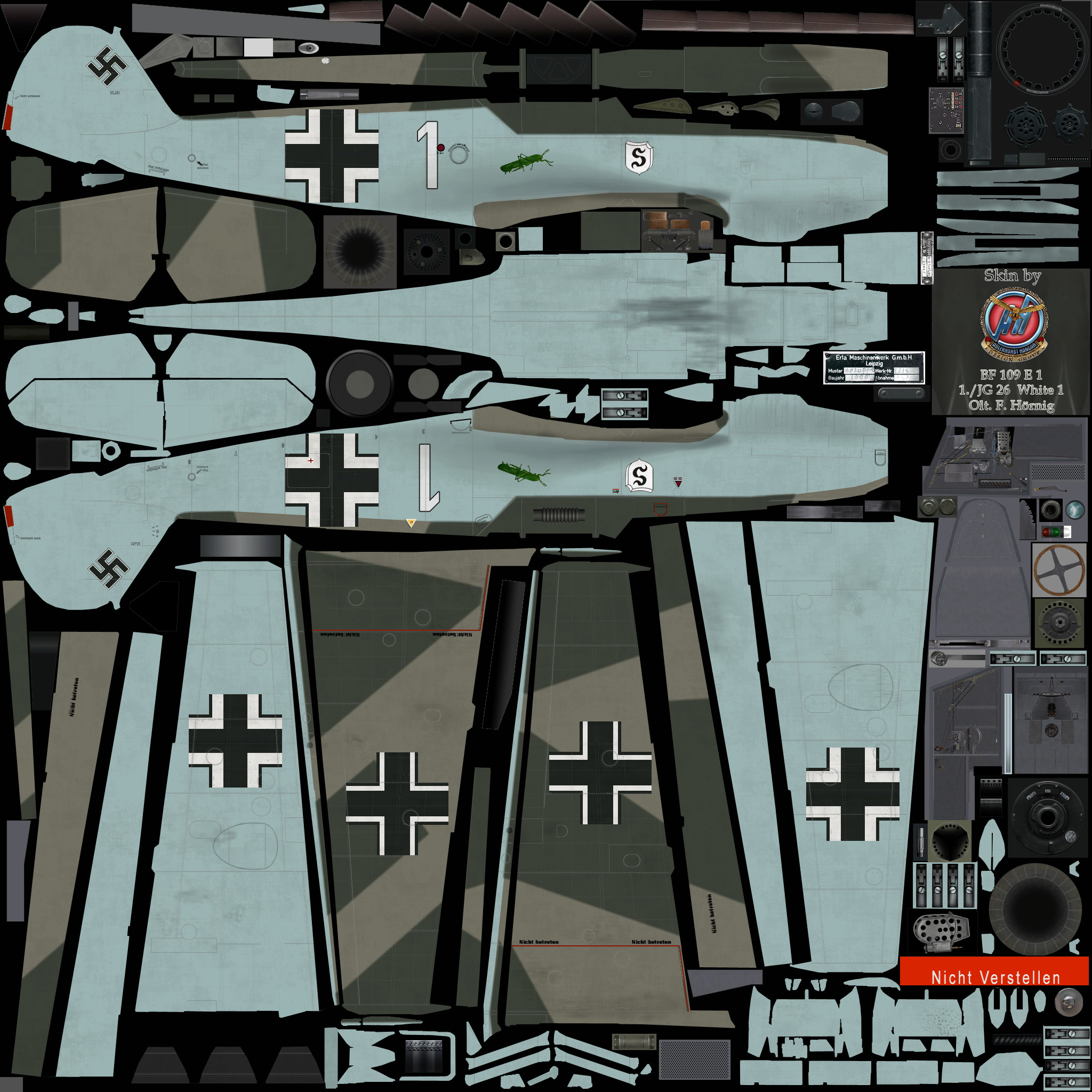 COD ES Bf 109E1 1.JG26 W1 Franz Homung Belgium 1939