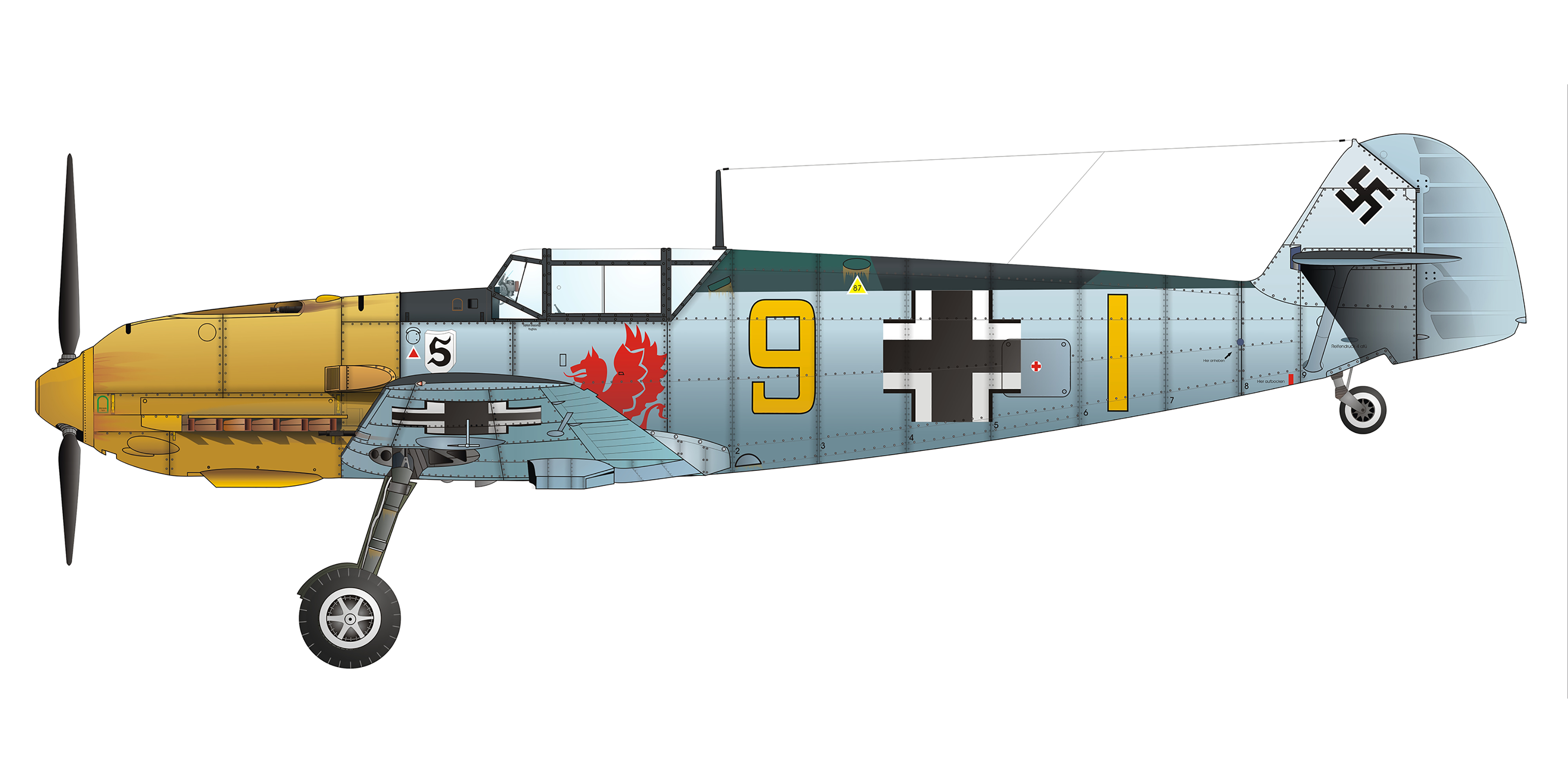 Messerschmitt Bf 109E3 9.JG26 Yellow 9 Caffiers France Aug 1940 0A