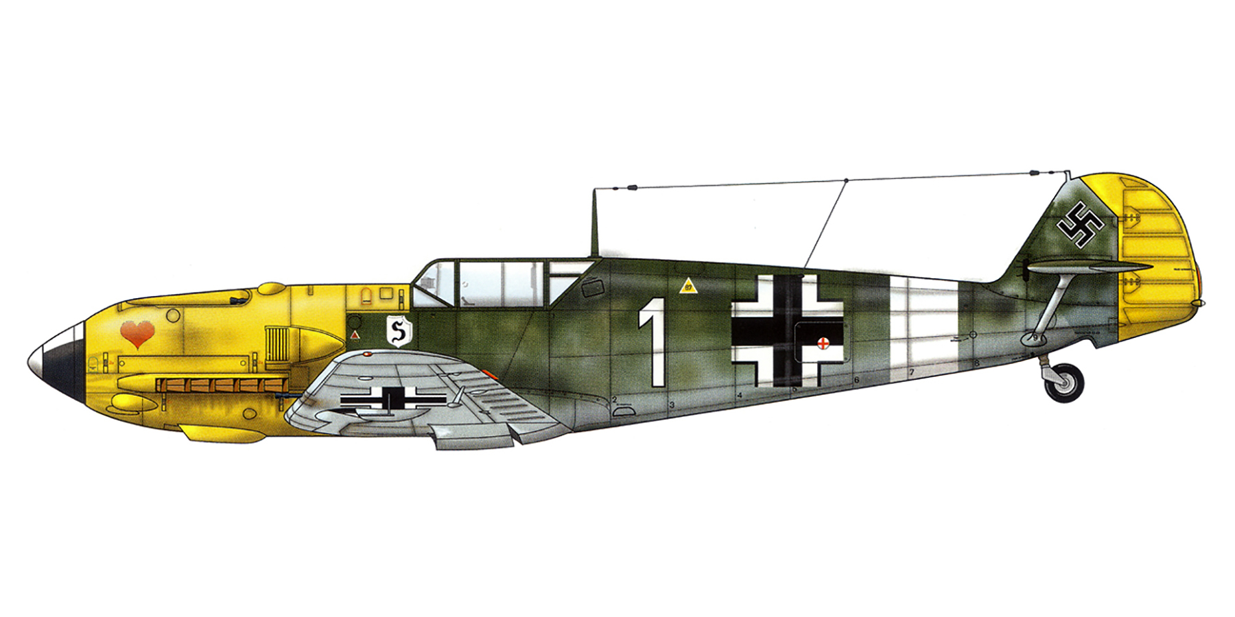 Messerschmitt Bf 109E4 7.JG26 White 1 Sicily 1941 0A