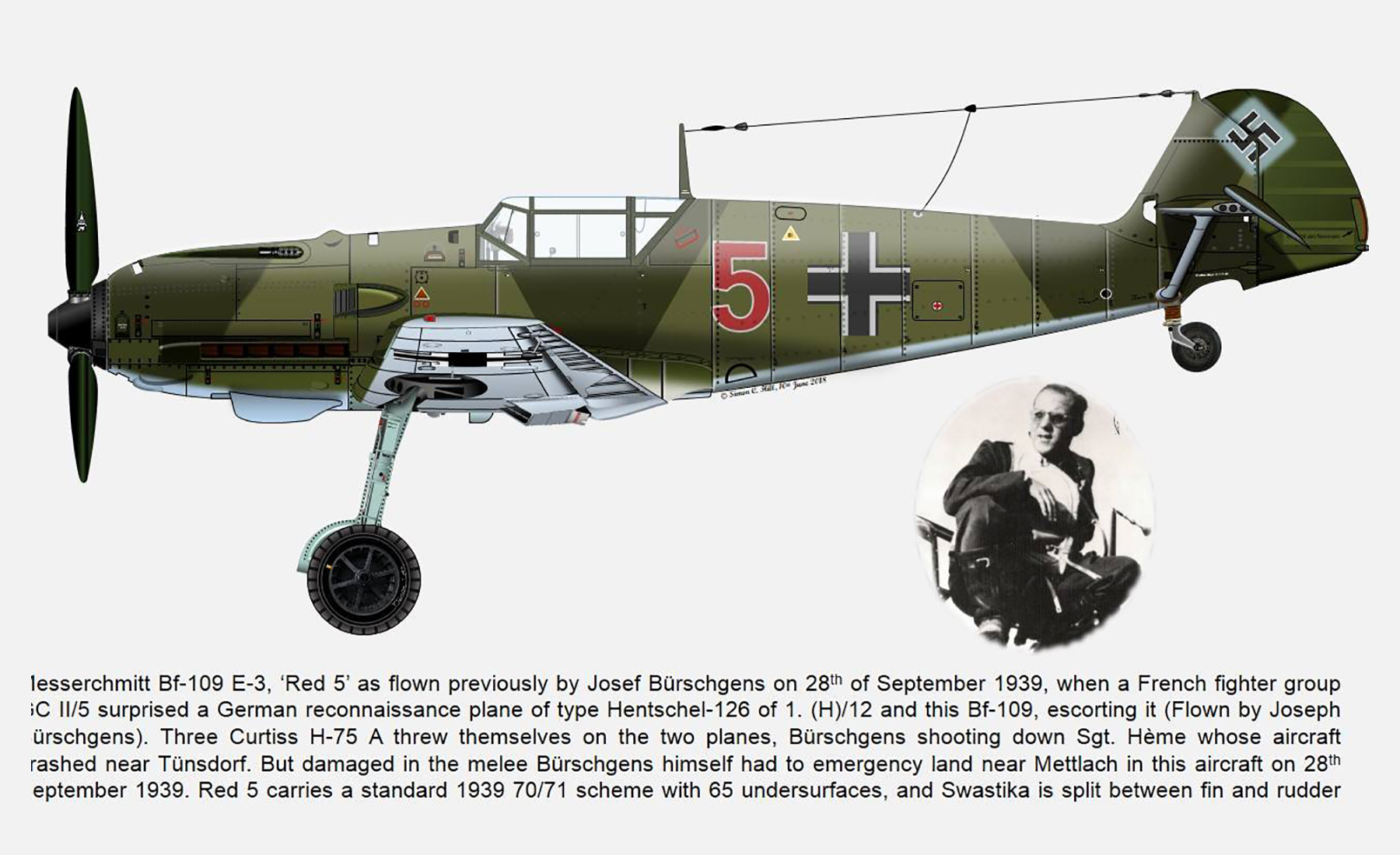 Messerschmitt Bf 109E3 2.JG26 Red 5 Josef Burschgens force landed 28th Sep 1939 0A