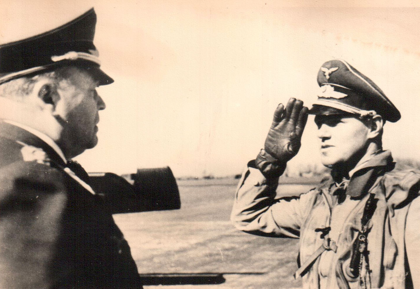 Aircrew Luftwaffe JG26 ace pilot and ex Olympian Joachim Muncheberg with Generalfeldmarschall Hugo Sperrle 02