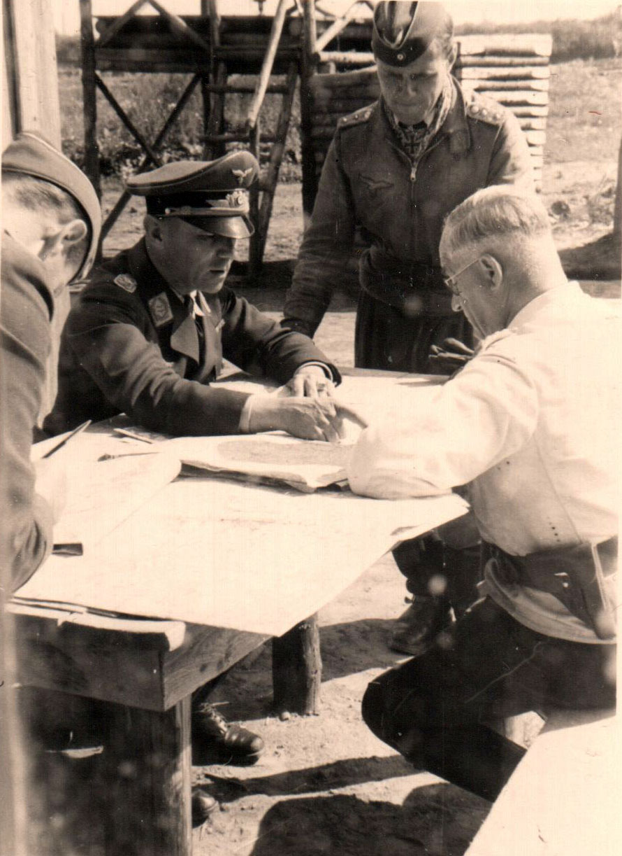 Aircrew Luftwaffe JG26 ace pilot and ex Olympian Joachim Muncheberg with Generals 04