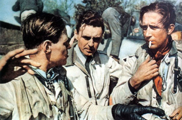 Aircrew Luftwaffe JG26 ace pilot and ex Olympian Joachim Muncheberg with flying comrades 01