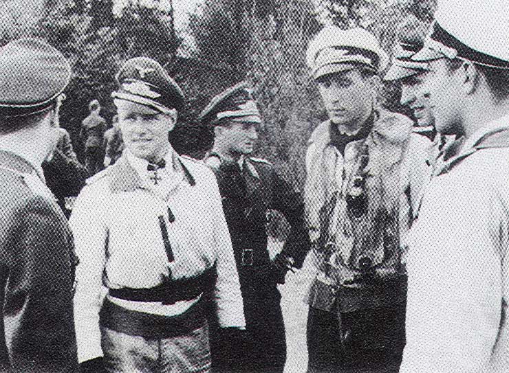 Aircrew Luftwaffe JG26 ace pilot and ex Olympian Joachim Muncheberg with flying comrades 04