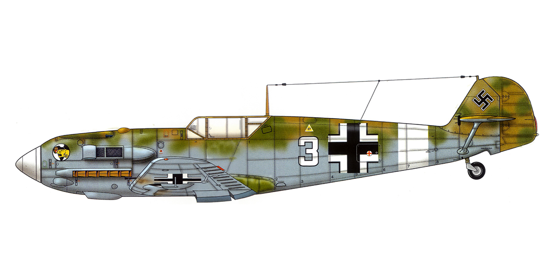Messerschmitt Bf 109E4Trop 1.JG27 White 3 Libya 1941 0A