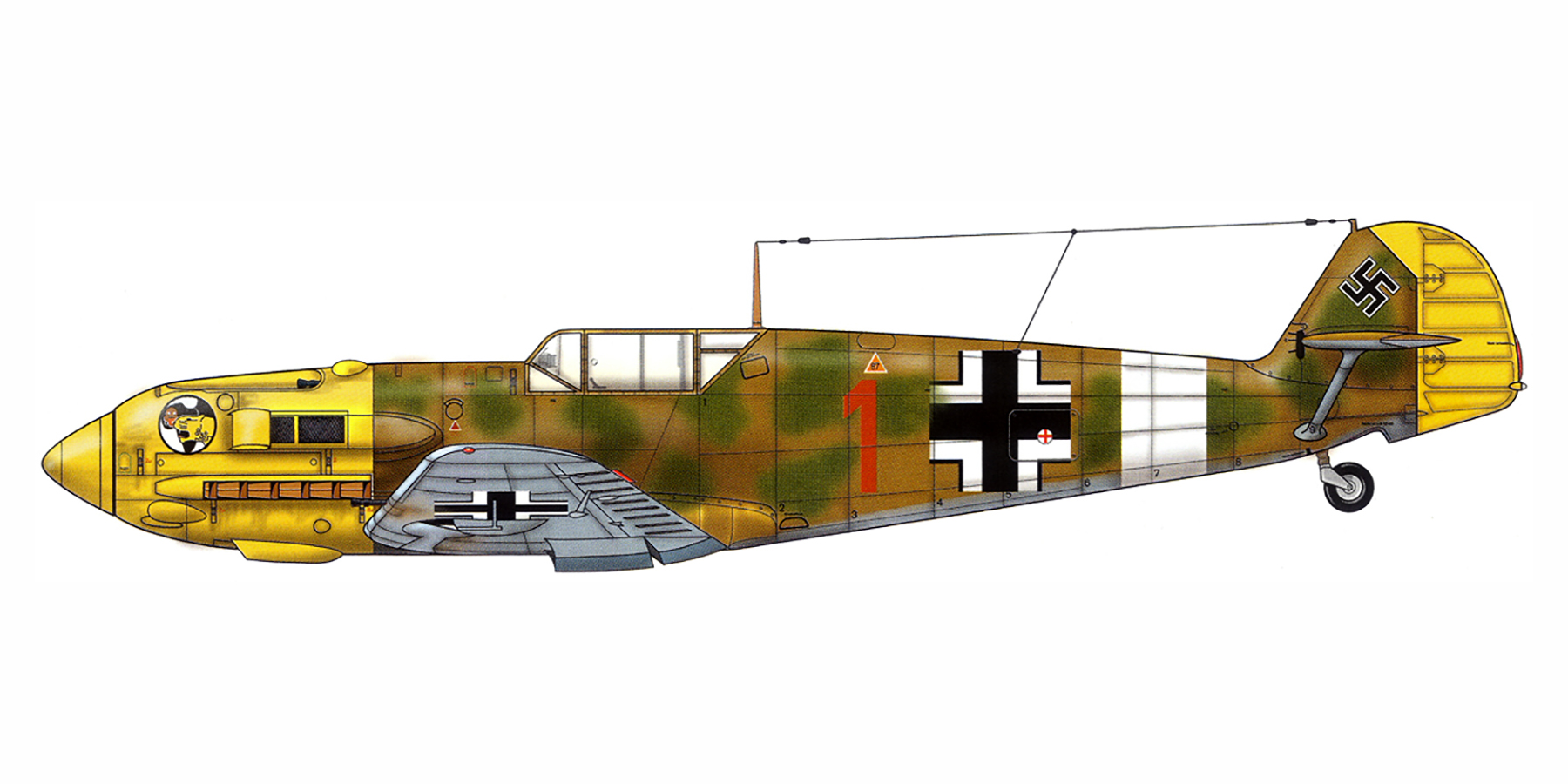 Messerschmitt Bf 109E4Trop 2.JG27 Red 1 North Africa 1941 0A