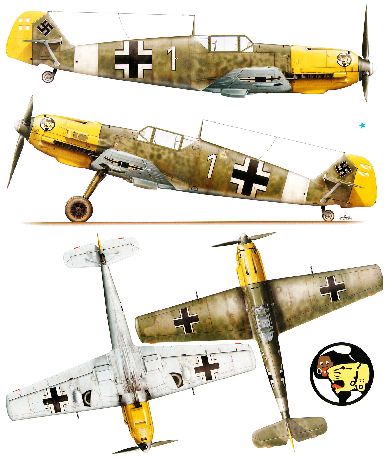 Messerschmitt Bf 109E7Trop 1.JG27 White 1 Wolfgang Redlich Libya 1941 Kagero 15007