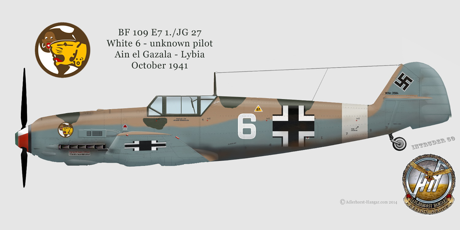 Messerschmitt Bf 109E7Trop 1.JG27 White 6 unkown pilot Ain el Gazala Lybia Oct 1941 0A