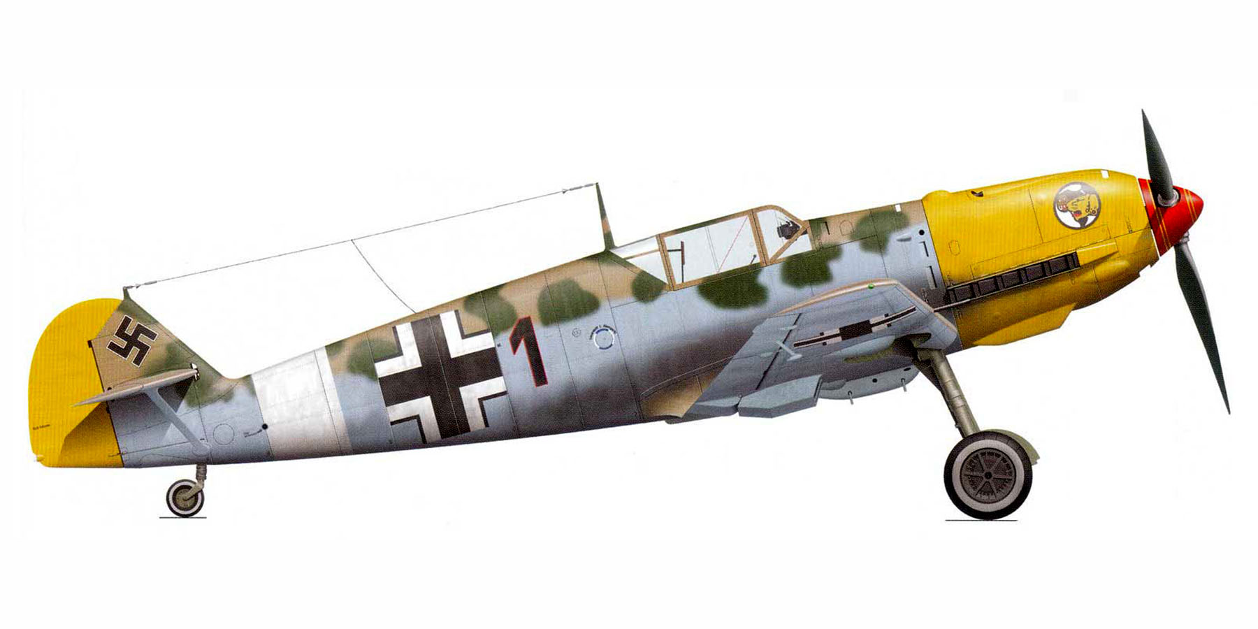 Messerschmitt Bf 109E7Trop 2.JG27 Black 1 Fritz Keller North Africa 1941 0A