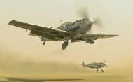 Asisbiz Messerschmitt Bf 109E4Trop I.JG27 taking off in North Africa artwork by Weik Luijken 0A
