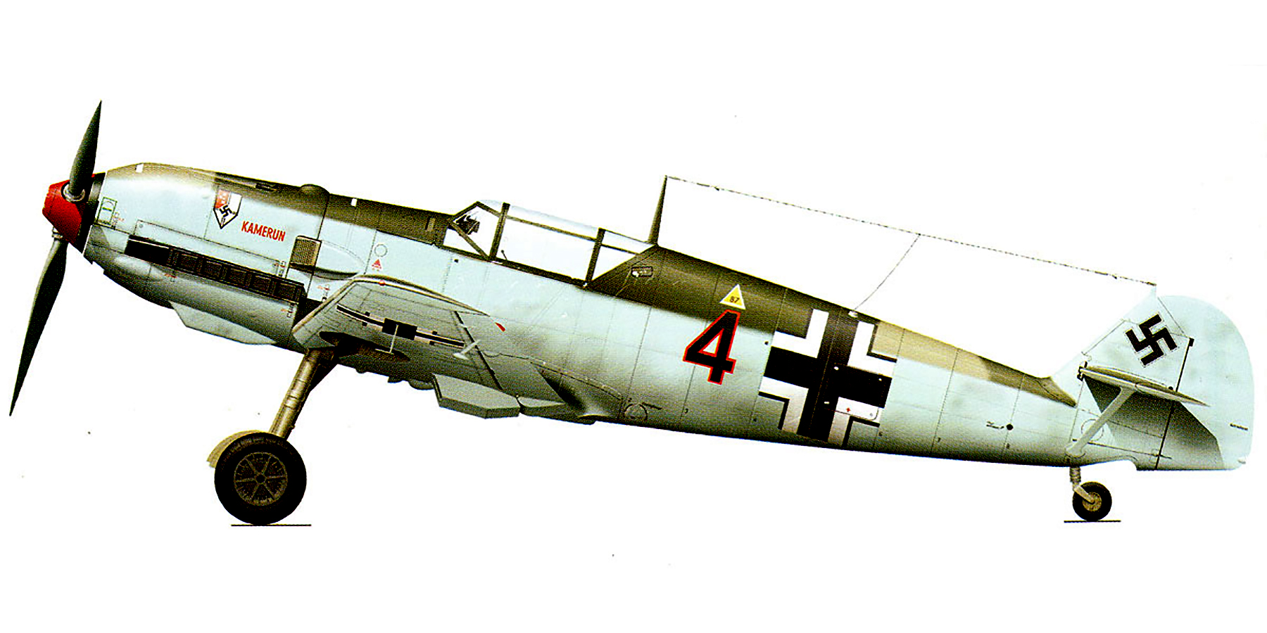 Messerschmitt Bf 109E1 2.JG27 Black 4 Fritz Keller named Kamerun Krefeld Belgium Mar 1940 0A