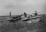 Asisbiz Messerschmitt Bf 109E4 8.JG27 Black 10 belly landed Ostfront 1941 01