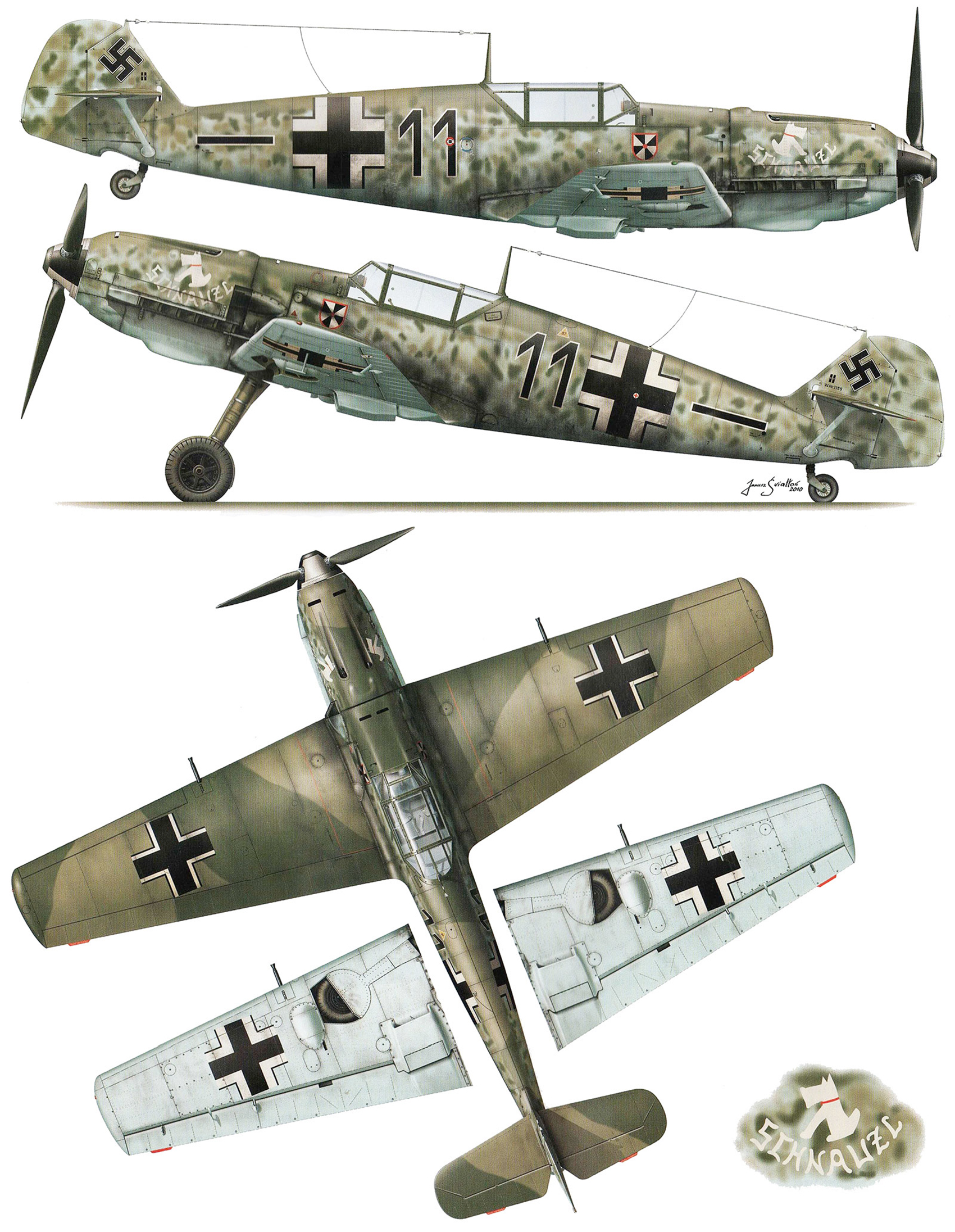 Messerschmitt Bf 109E3 5.JG3 Black 11 Fritz Mias WNr 1155 Brombos Aug 1940 Kagero 15016