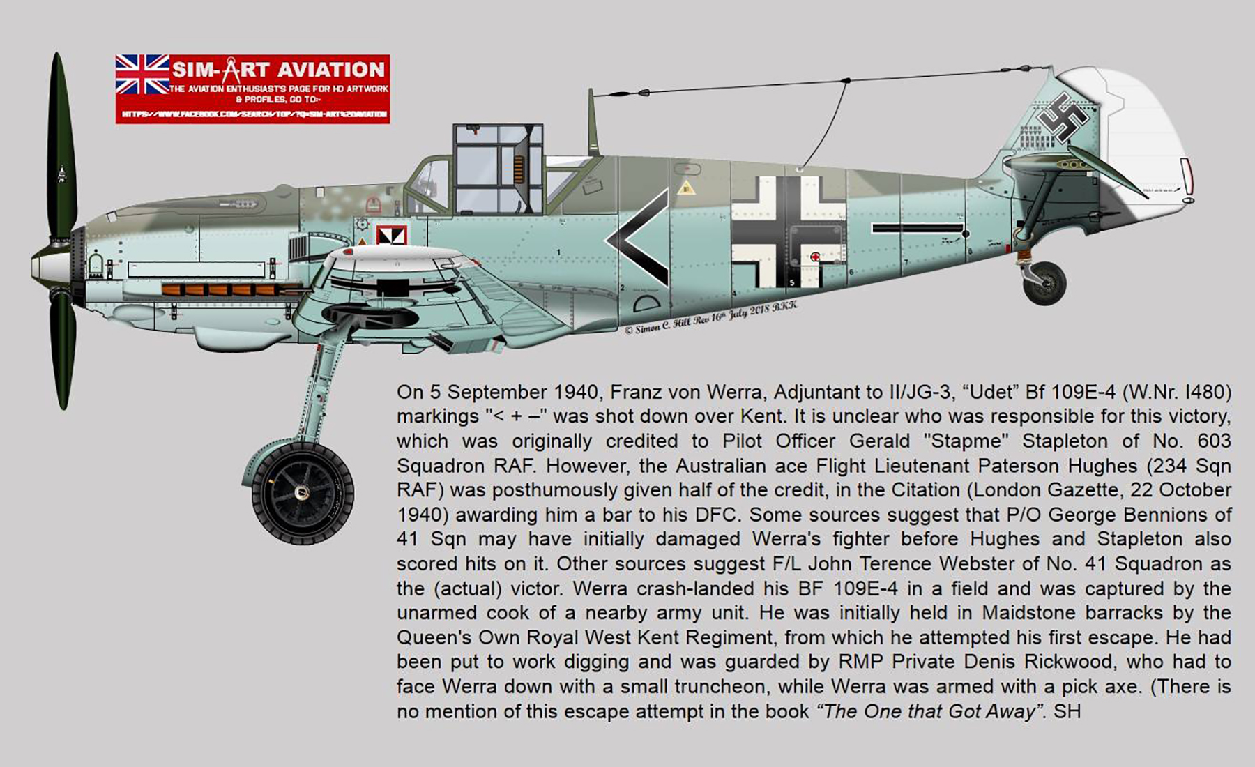 Messerschmitt Bf 109E4 Stab II.JG3 Franz von Werra WNr 1480 crash landed Kent 1940 0E