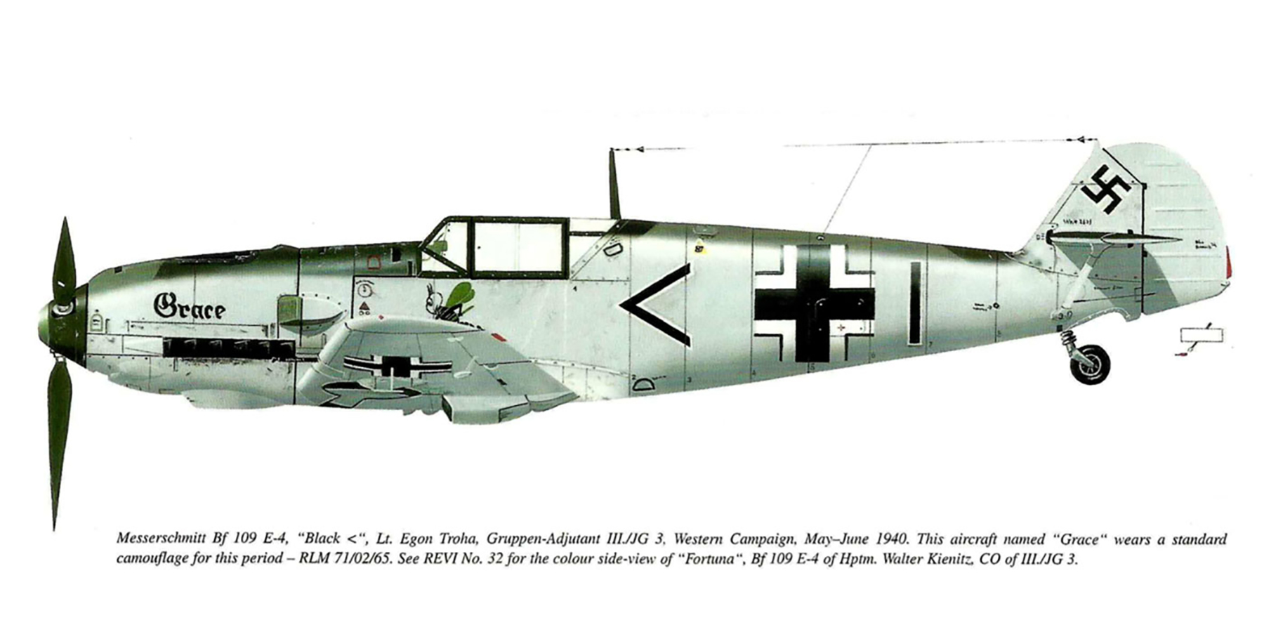 Messerschmitt Bf 109E4 Stab III.JG3 Egon Troha Grace France June 1940 0A