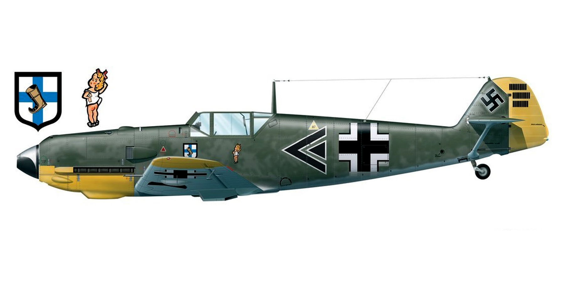 Messerschmitt Bf 109E7 Stab III.JG5 Gunther Scholz Petsamo Finland 1942 0D