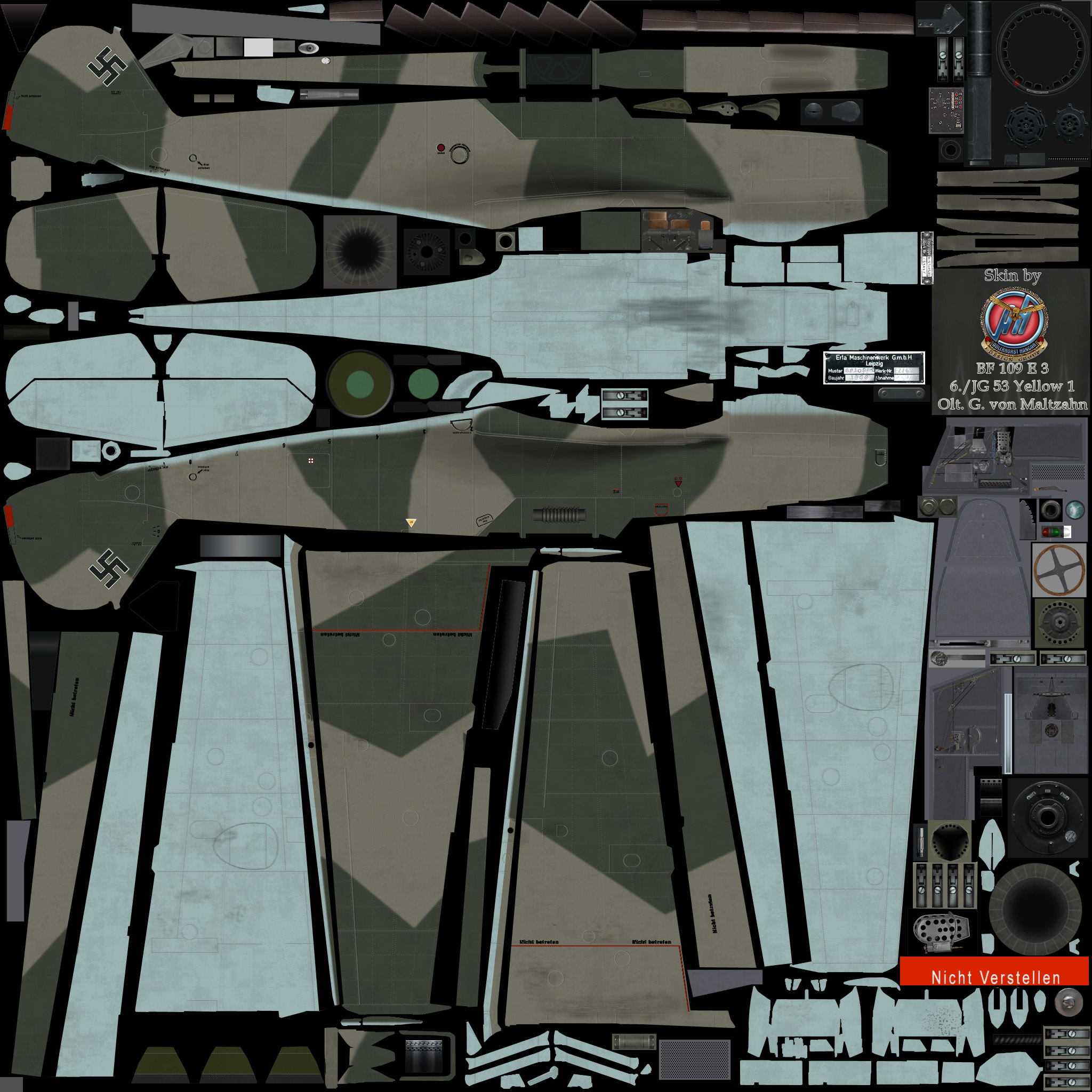 COD ES Bf 109E3 6.JG53 Y1 Gunther Furher von Maltzahn 1939 SNM