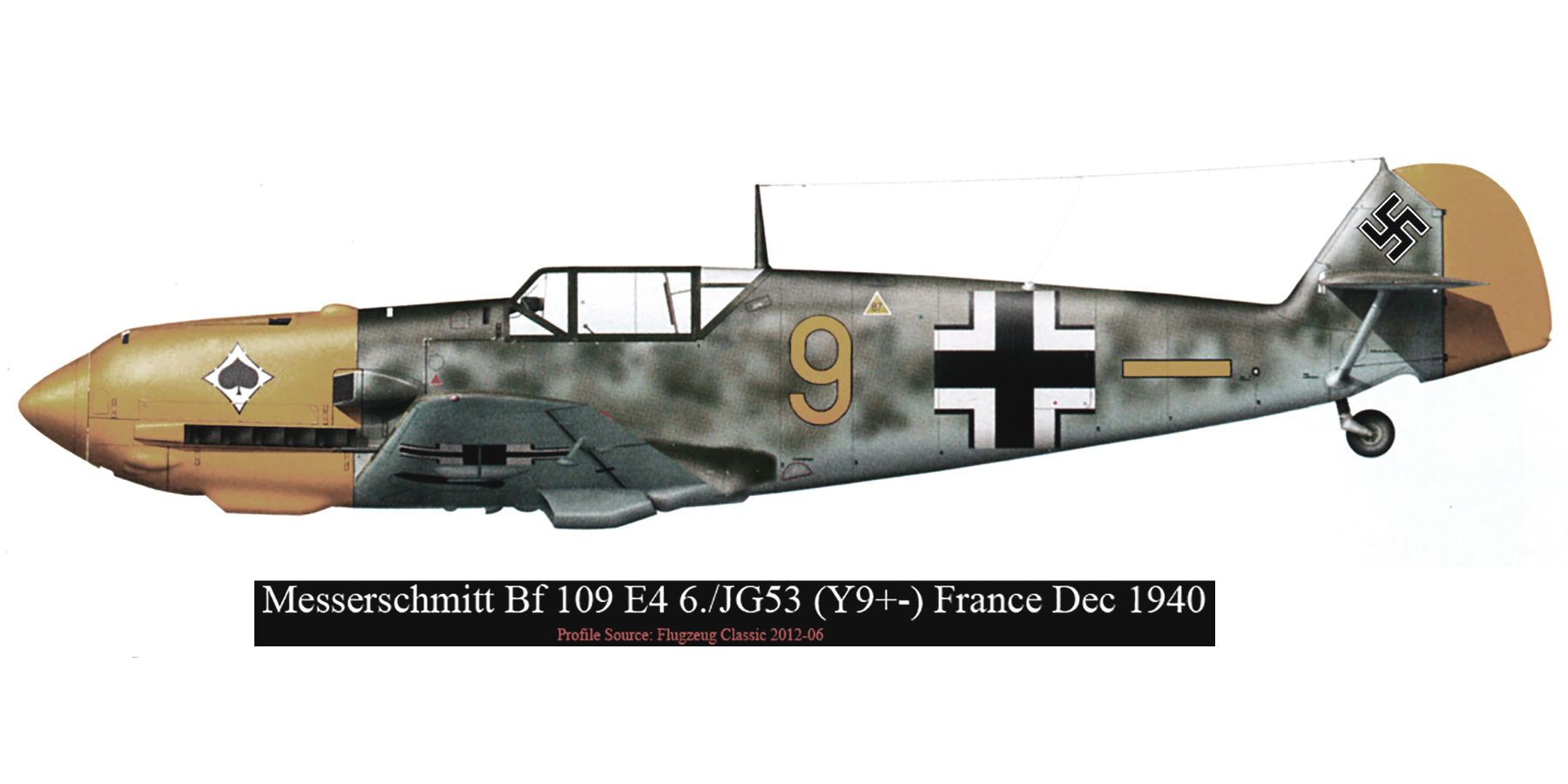 Messerschmitt Bf 109E4 6.JG53 Yellow 9 France Dec 1940 0A