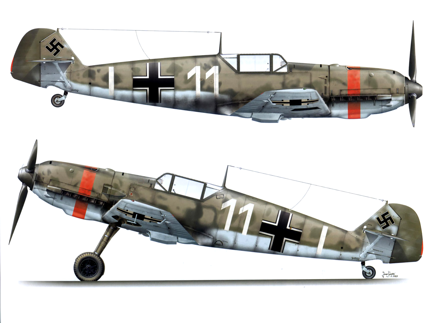 Messerschmitt Bf 109E1 7.JG53 White 11 France Sep 1940 0B