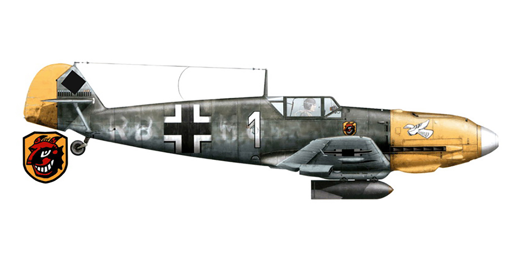 Messerschmitt Bf 109E7B 7.JG54 White 1 Hans Ekkehard Bob Guines Sud Holland 1940 0A