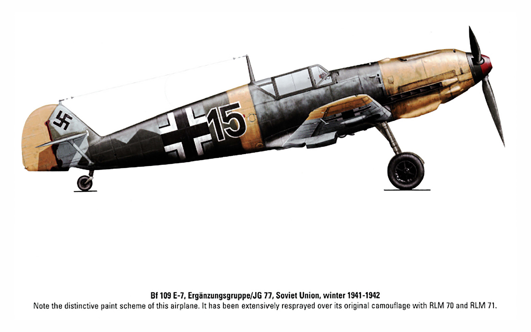 Messerschmitt Bf 109E7B ErgGr JG77 Black 15 Ukrainian Front 1942 0B
